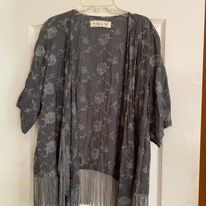 Abercrombie Gray Embroidered Kimono